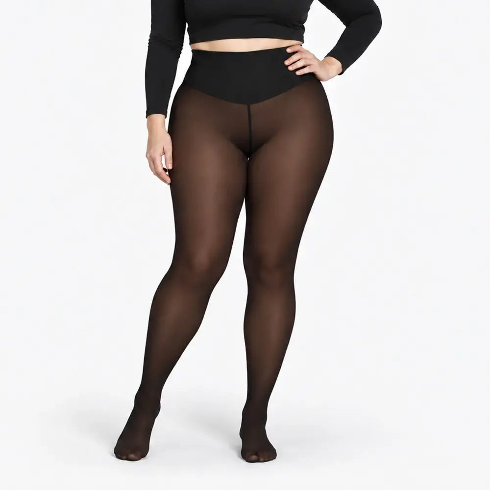 ✨【XS-3XL / 4 boje】 Tajice s podstavom od flisa i efektom prozirnosti; dizajn s jednim šavom sprijeda i straga – poluprozirne tajice koje služe kao osnovni sloj odjeće.