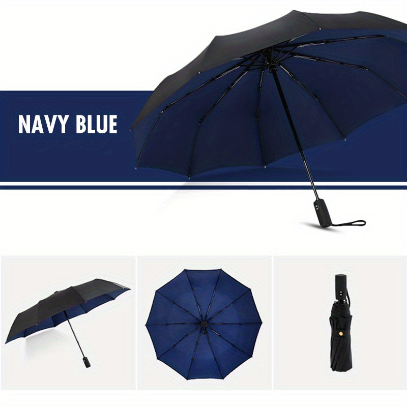 ☔ Dwuwarstwowy parasol automatyczny, wzmocniony, wiatroszczelny, nadający się do użytku zarówno podczas deszczowej, jak i słonecznej pogody.-3876439