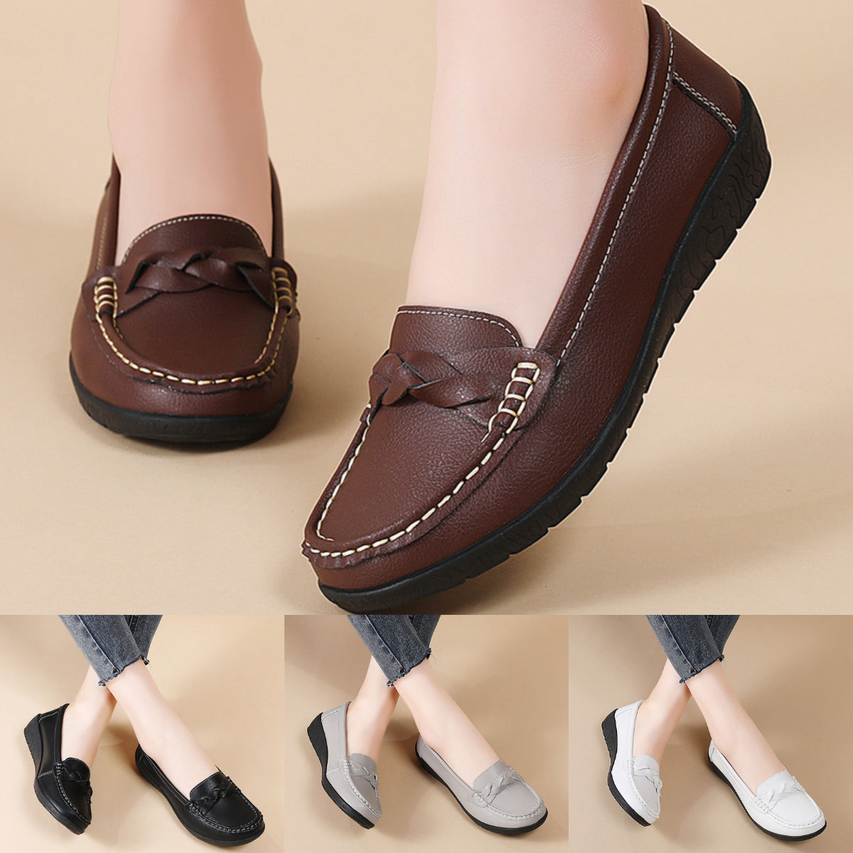 【35-44】Nowe, stylowe damskie skórzane buty casualowe 2025 👠✨: miękka podeszwa, komfort i wszechstronność na co dzień 😍👟