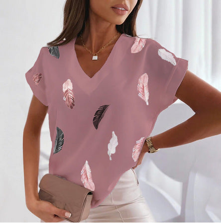 🎉🌈【Ograniczona ilość】🔥✨【S-6XL】2025 Lato Nowy Prosty Wygodny Miękki Damski T-shirt z nadrukiem 3D Piór