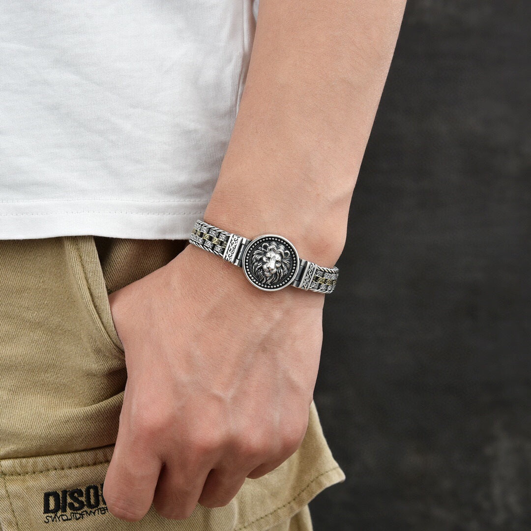 š„šBransoletka mÄska ze srebra S925 ze skrÄconymi koralikami