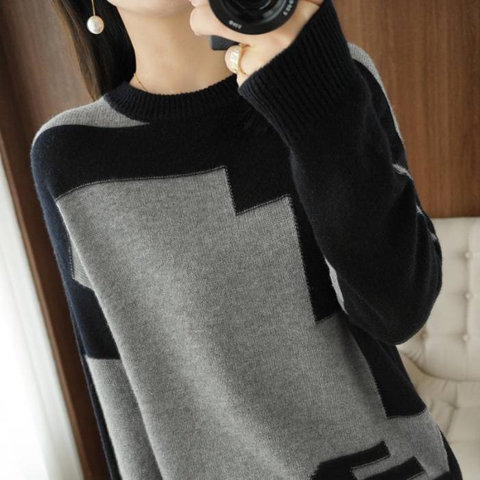 ☃️🎉【S-3XL】2024 nou pulover de cașmir de toamnă și iarnă, pulover scurt de lână, cu gât rotund, tricot, pulover largi-3835994