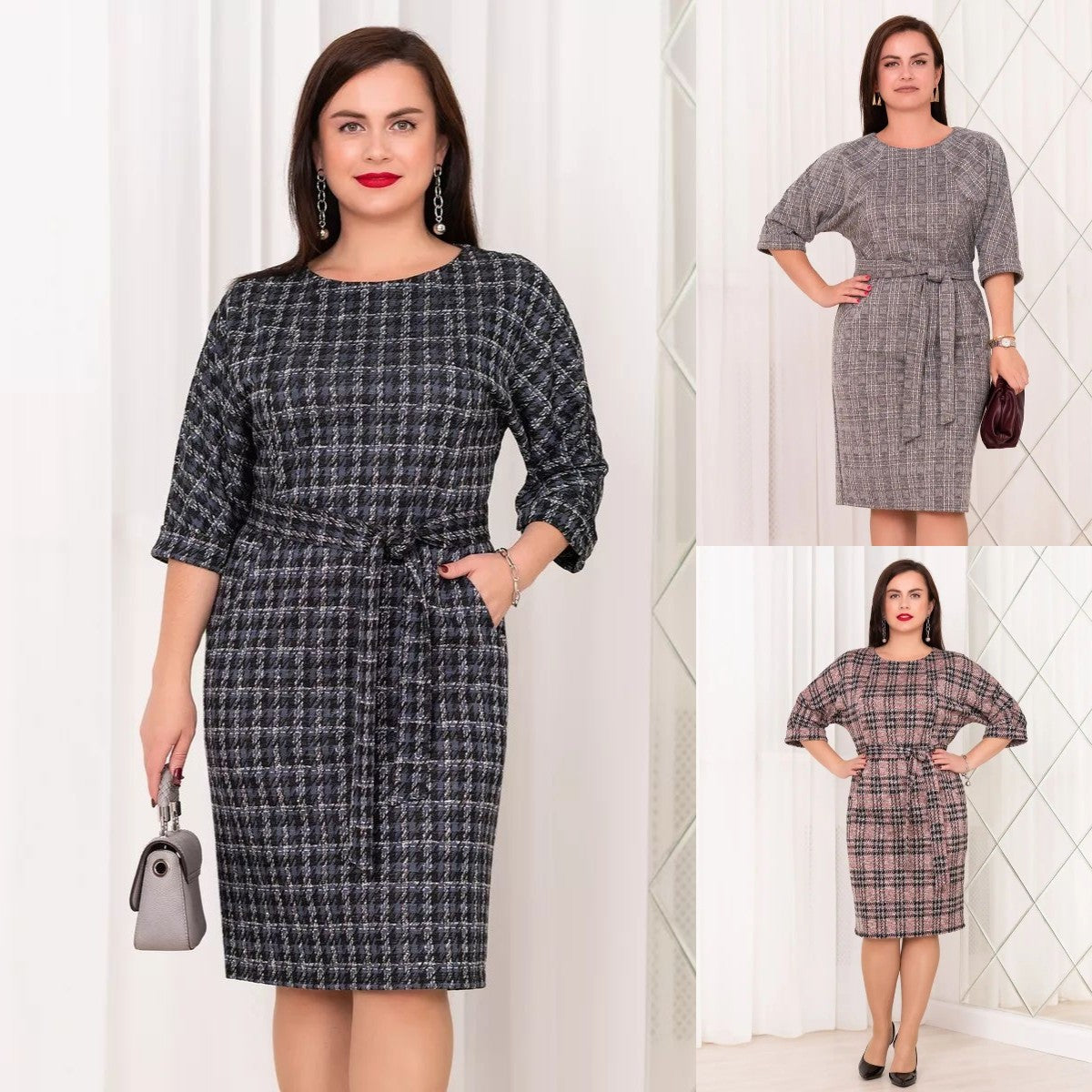 😍🎃 【Nowy styl na jesień i zimę】 Elegancka i urocza sukienka plus size-3804272