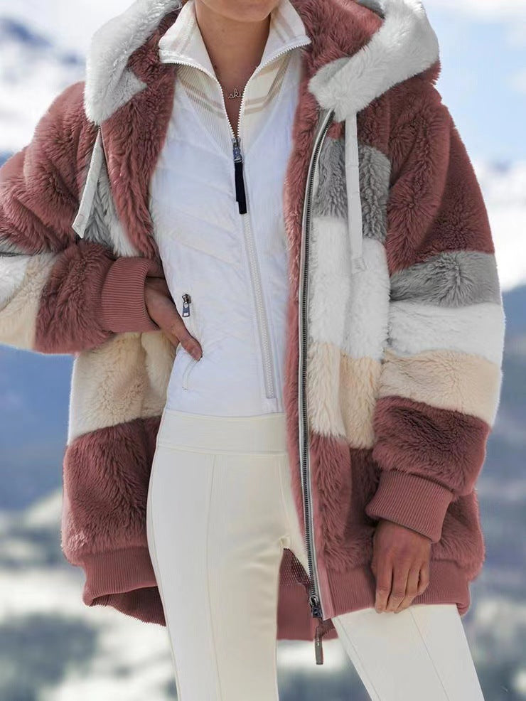 ☃️Časovno omejen popust 35%❄️【S-5XL】Nov ženski zimski plašč 2025, debele plišaste črte