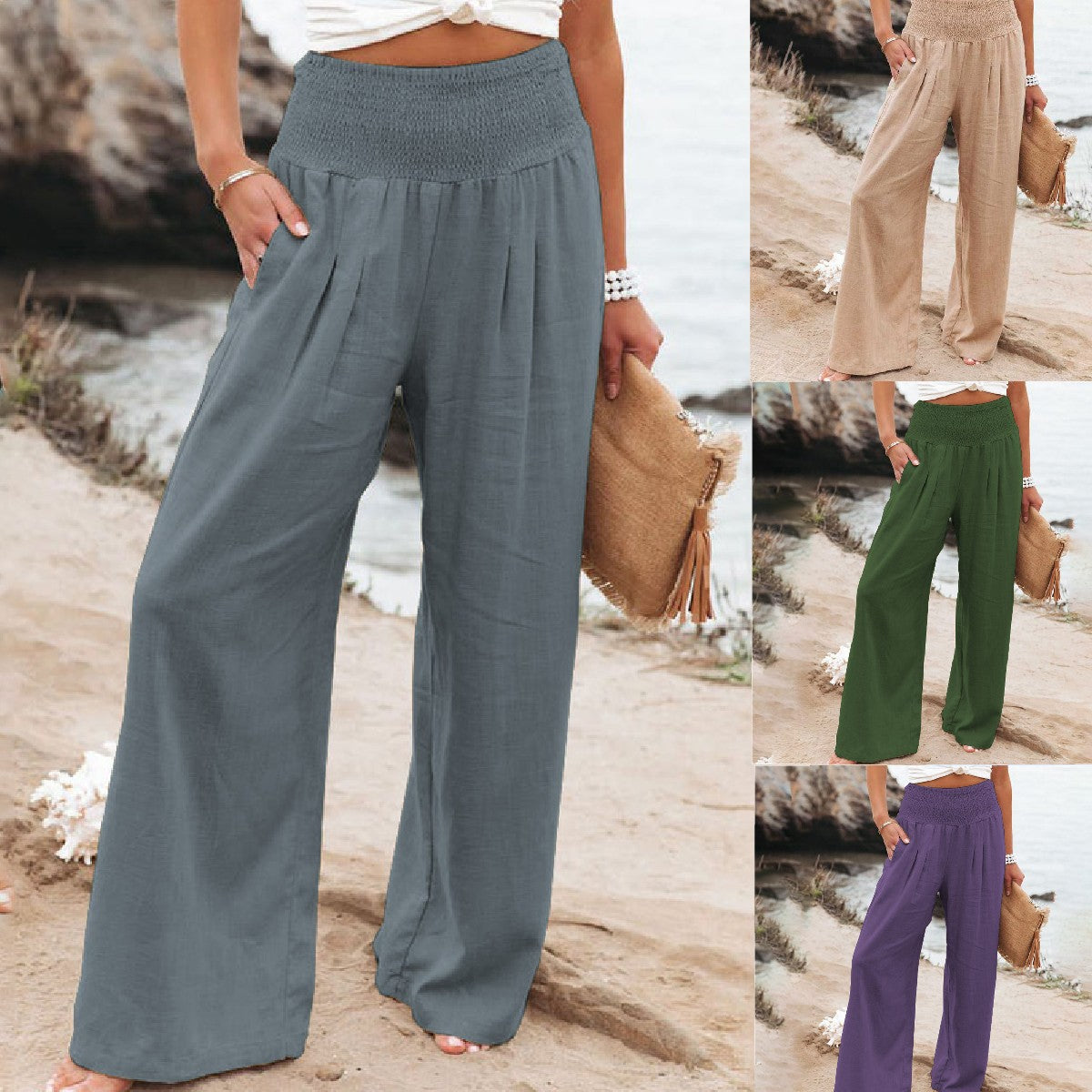 🥰【S-3XL】2025 Letnie damskie spodnie z bawełny i lnu, luźne i oddychające, z szerokimi nogawkami