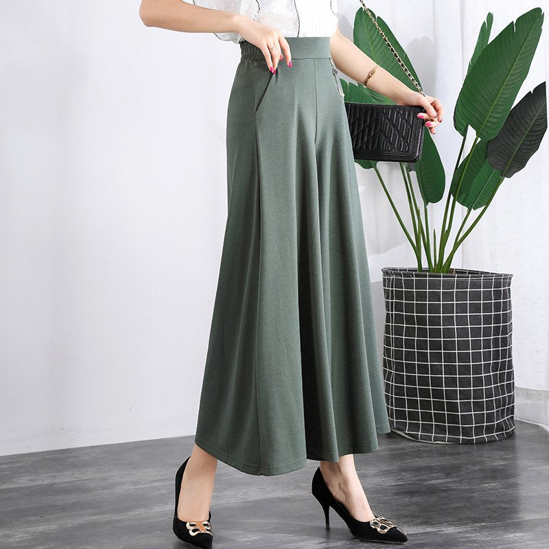❤️【M-5XL】❤️2025 nowy styl damskie letnie cienkie szerokie nogawki lodowy jedwab dziewięciopunktowe szerokie nogawki spodnie, lodowy jedwab oddychający, swobodny i luźny