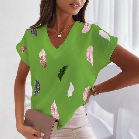 🎉🌈【Ograniczona ilość】🔥✨【S-6XL】2025 Lato Nowy Prosty Wygodny Miękki Damski T-shirt z nadrukiem 3D Piór