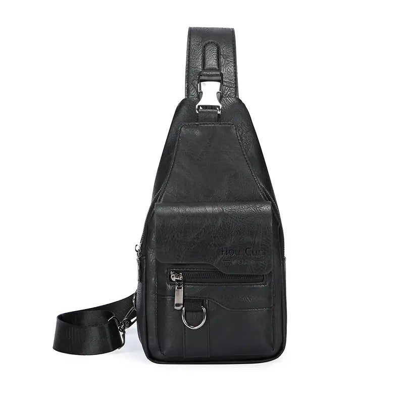 🔥😎【50% de descuento✨】Bolso de pecho sencillo retro para hombre: cuero genuino, duradero