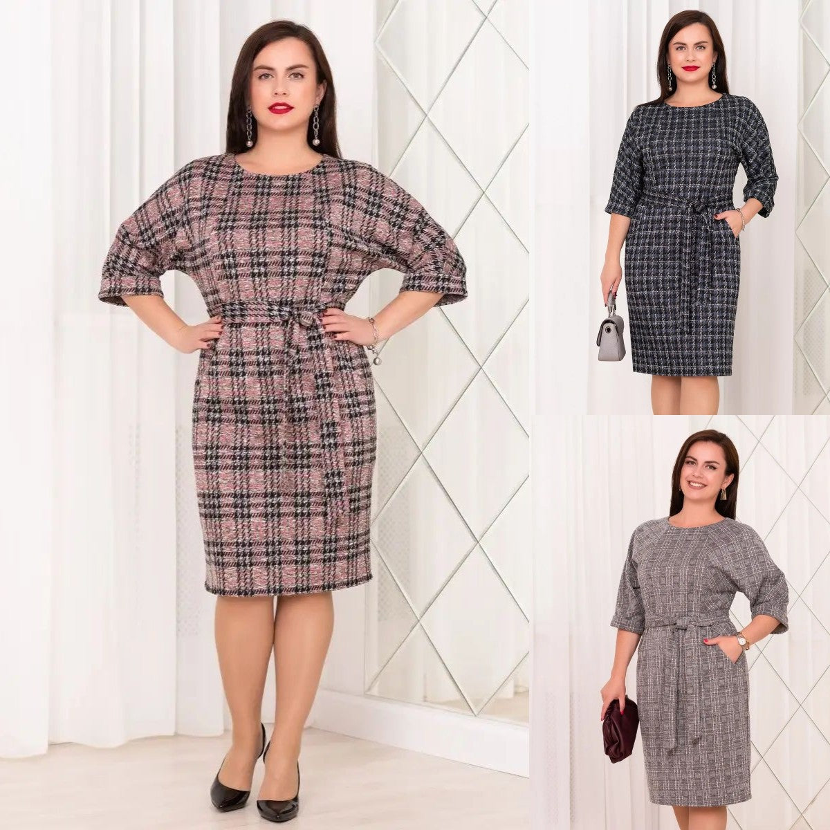😍🎃 【Nowy styl na jesień i zimę】 Elegancka i urocza sukienka plus size-3804272