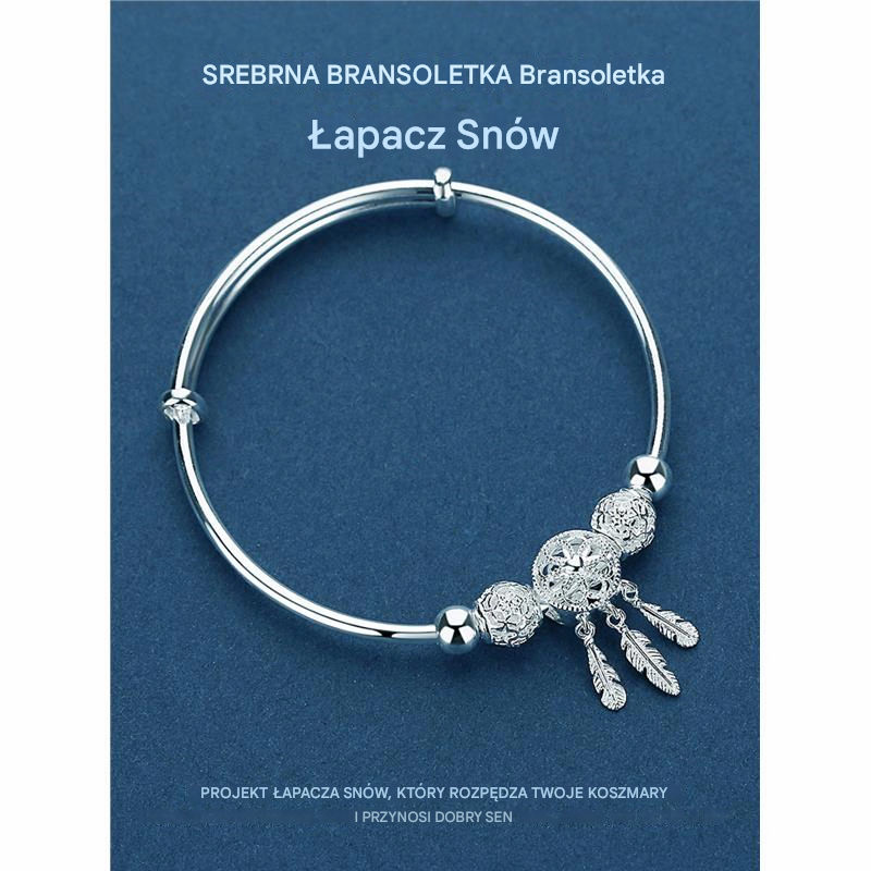 ✨💎【Kup 1, a 1 dostaniesz gratis】Damska wysokiej jakości regulowana bransoletka ze srebra próby 925 — bransoletka łapacz snów + bransoletka na szczęście