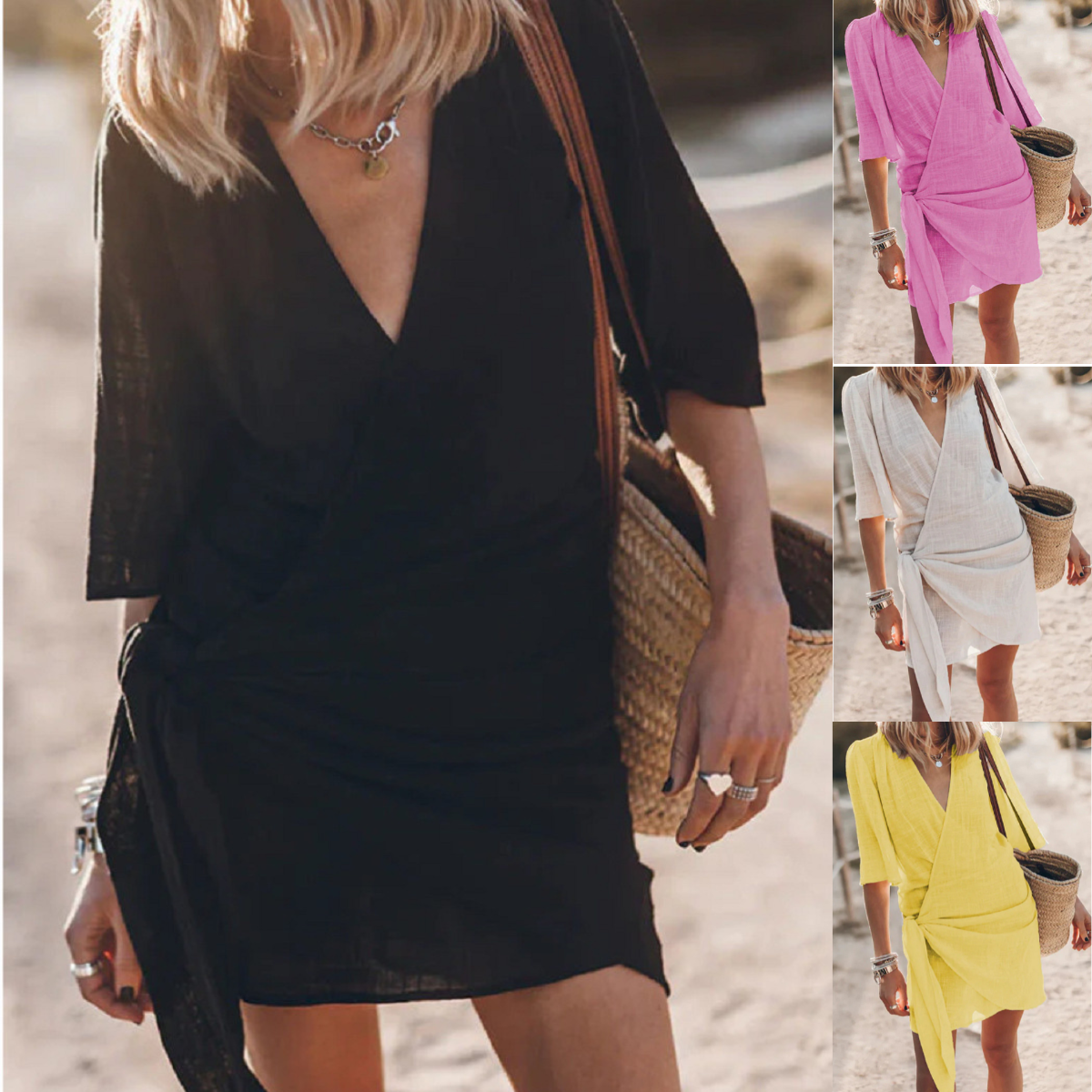 🌸【S-3XL】2025 Letnia odzież w stylu boho👗Lekki i chłodny materiał bawełniano-lniany🌿| Dekolt w serek