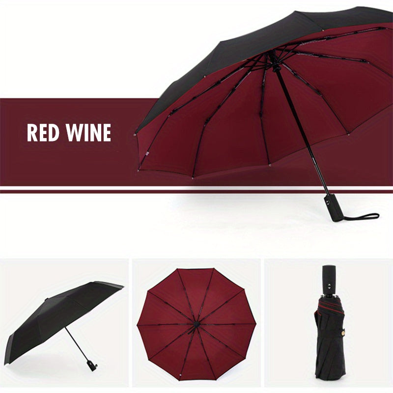 ☔ Dwuwarstwowy parasol automatyczny, wzmocniony, wiatroszczelny, nadający się do użytku zarówno podczas deszczowej, jak i słonecznej pogody.-3876439
