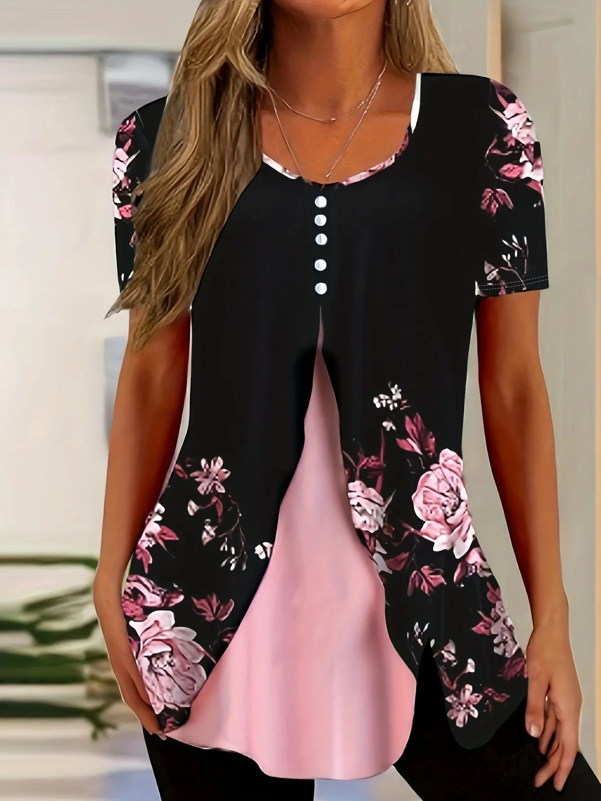 🌼🌸Nueva camiseta estampada con botones ✅️Pago contra entrega