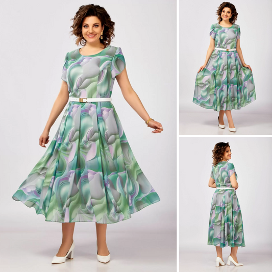 💃🌷Stylowa sukienka wiosenna z dekoltem O i lekkim materiałem