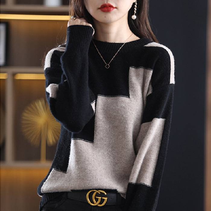 ☃️🎉【S-3XL】2024 nou pulover de cașmir de toamnă și iarnă, pulover scurt de lână, cu gât rotund, tricot, pulover largi-3835994