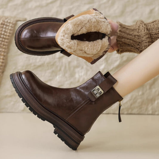 🔥👢【35-40】2024 zimowe nowe modne damskie buty Martin w stylu Retro z naturalnej skóry