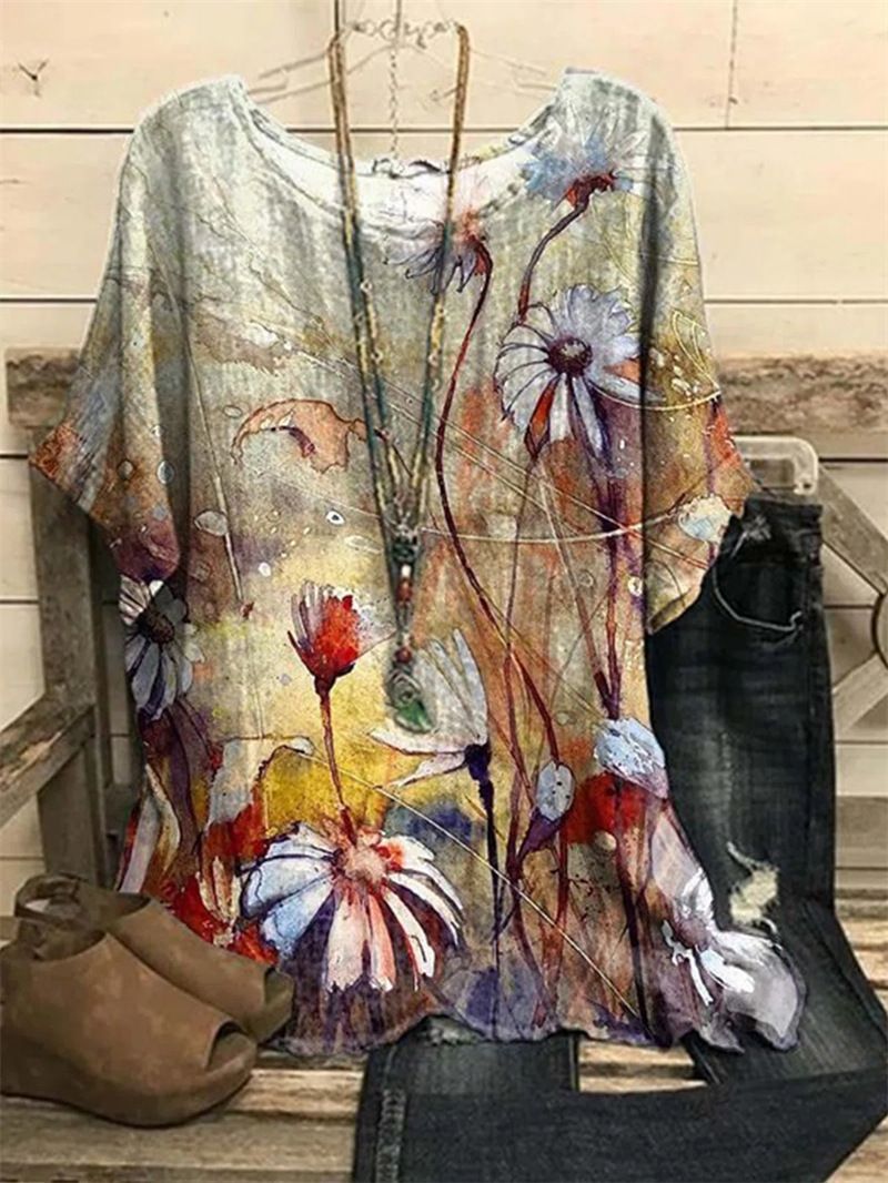 【S-6XL】 2025 Nowy T-shirt z bawełny lnianej z nadrukiem temperamentu-3931282