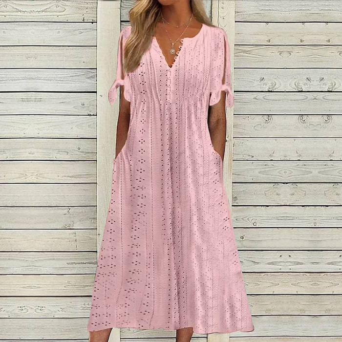 【🏆Najlepiej sprzedające się produkty】👗2025 Prosta i delikatna sukienka w jednolitym kolorze