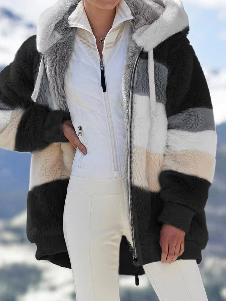 ☃️Časovno omejen popust 35%❄️【S-5XL】Nov ženski zimski plašč 2025, debele plišaste črte
