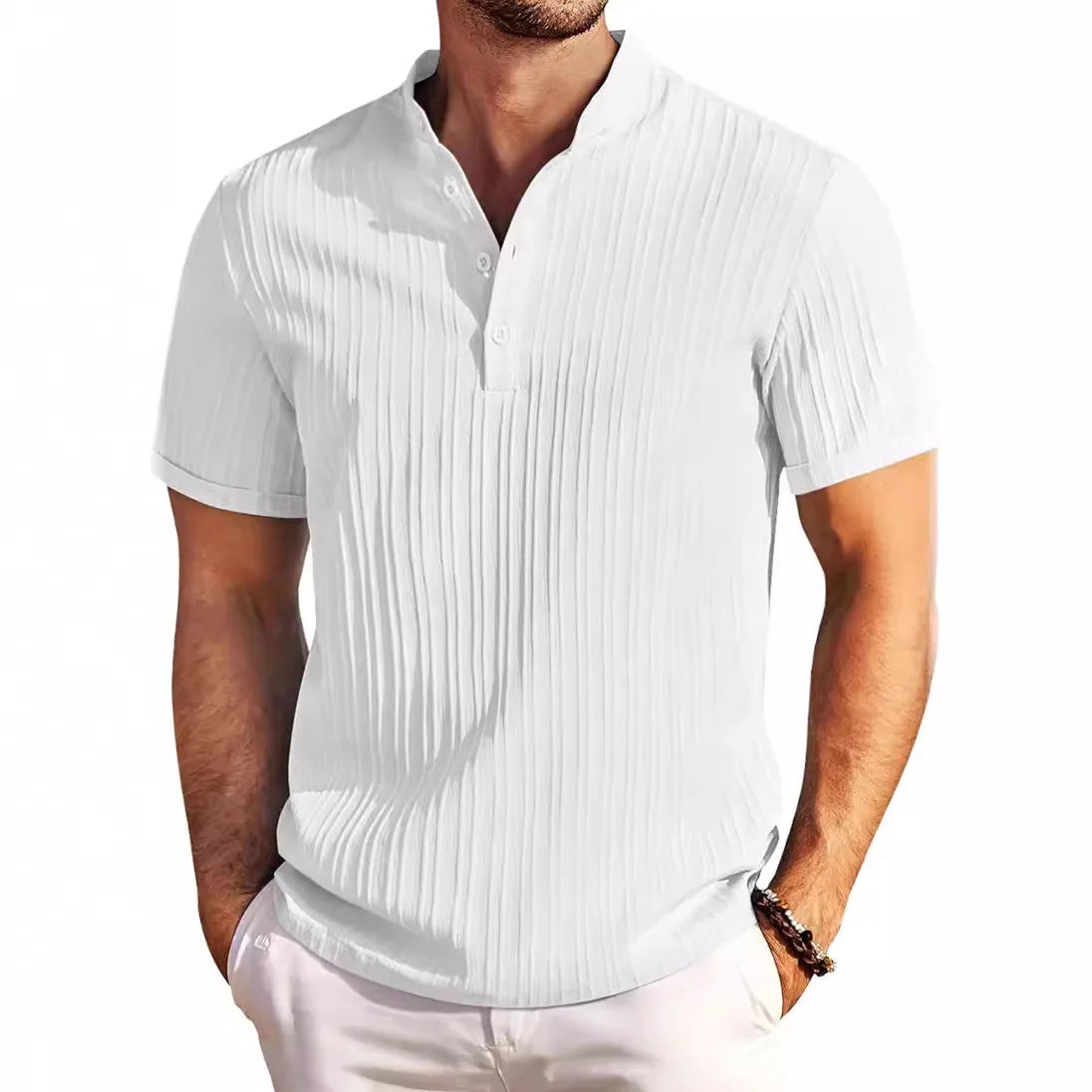 🏆50% de descuento🔥 Camisa Henley de hombre, estilo retro y relajado, confeccionada en una mezcla de algodón y lino. ✅️Pago contra entrega.