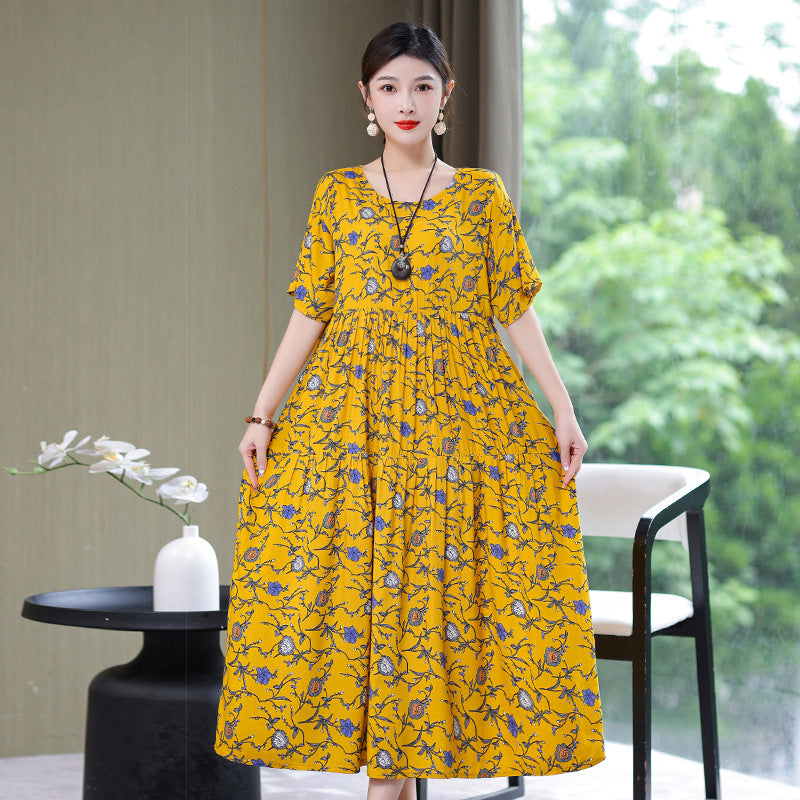🔥👗【Specjalne oferty letnie】【S-2XL】2025 Sukienka letnia, swobodna, wysokiej jakości, kwiatowy nadruk, bawełna