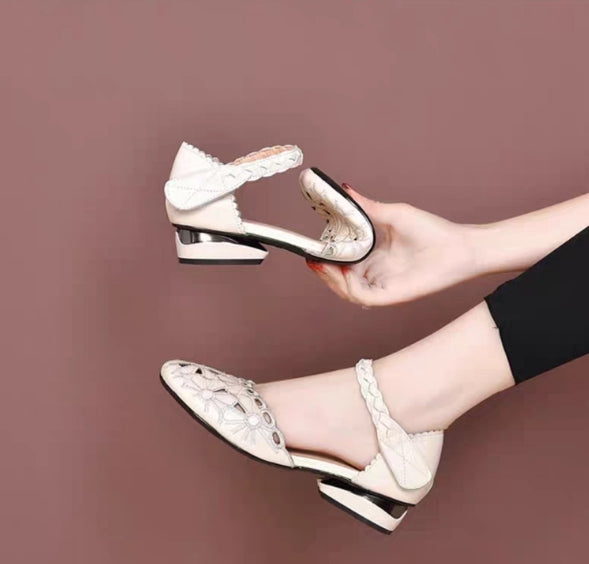 ✨🎉【Ograniczona ilość sztuk🔥】【34-41】Eleganckie sandały damskie, okrągły nosek, miękka, pusta cholewka z materiału tekstylnego