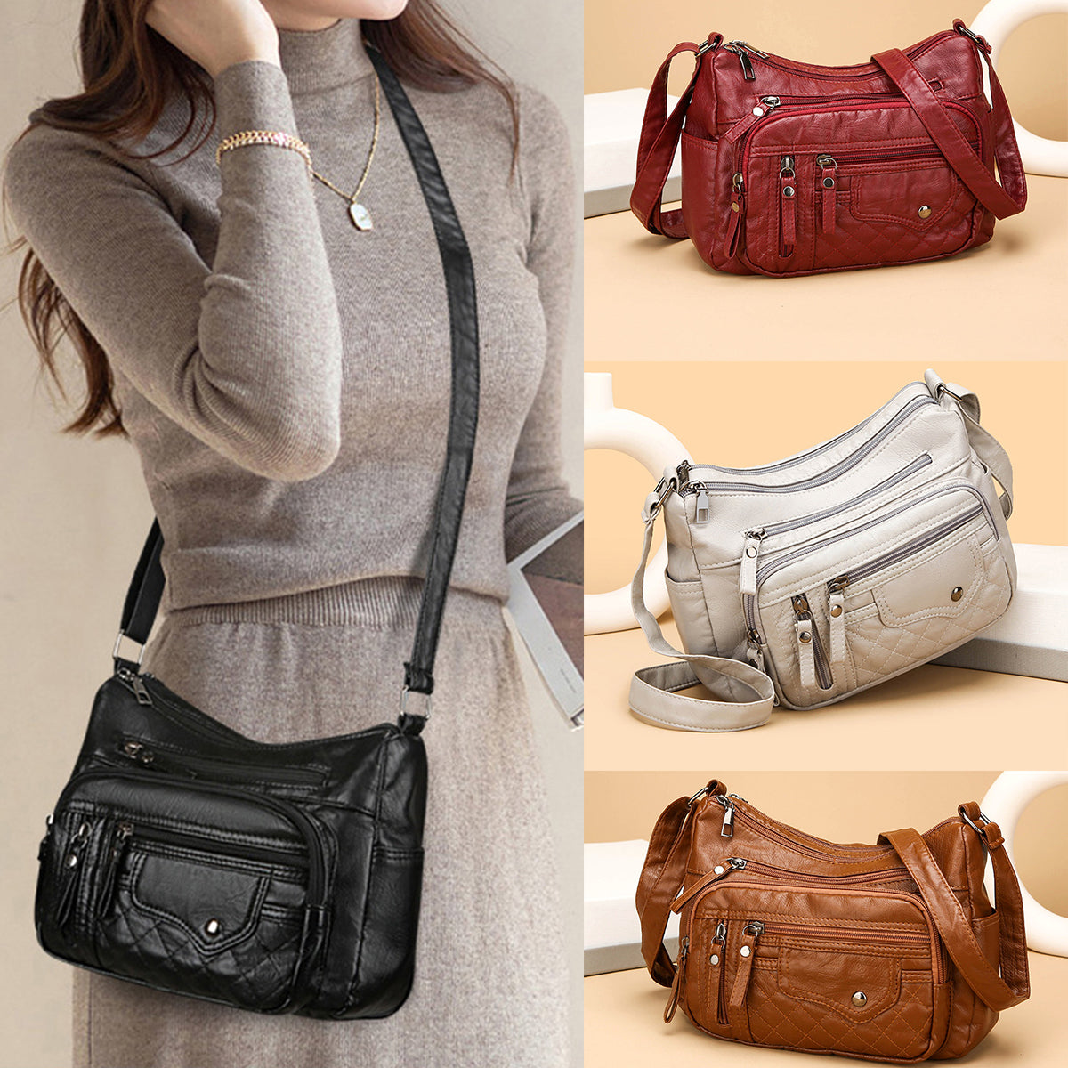 🔥👜2025 Nowa modna duża pojemność damska miękka skórzana torba na ramię