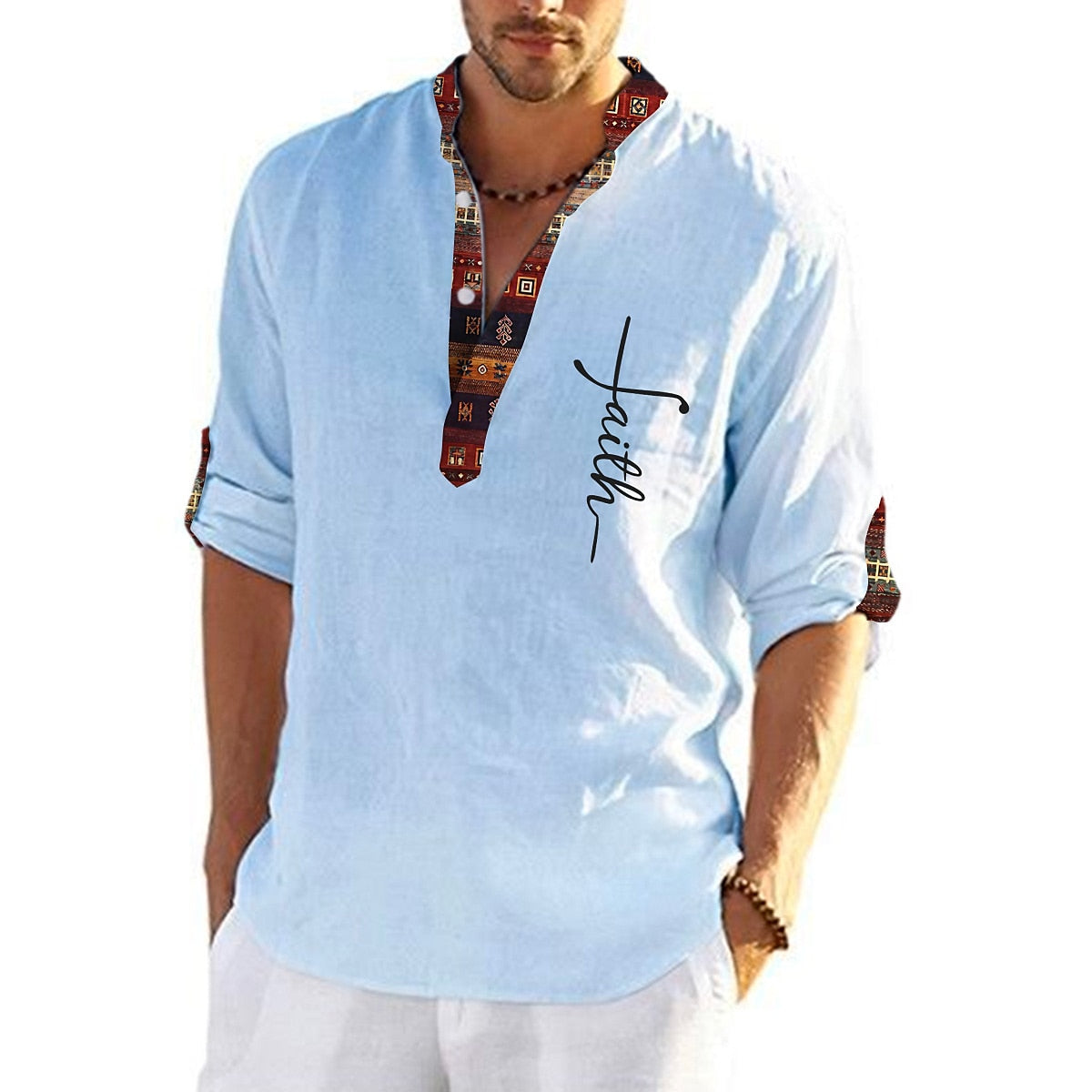 💥👔【49% zniżki 🔥】【S-3XL】Męski T-shirt w dużym rozmiarze z bawełny, koszulka z dekoltem w serek