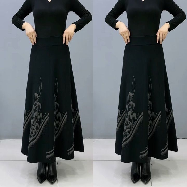 👗【S-3XL】2024 Nowa, jesienno-zimowa, pogrubiona, wełniana spódnica z dzianiny-3793474