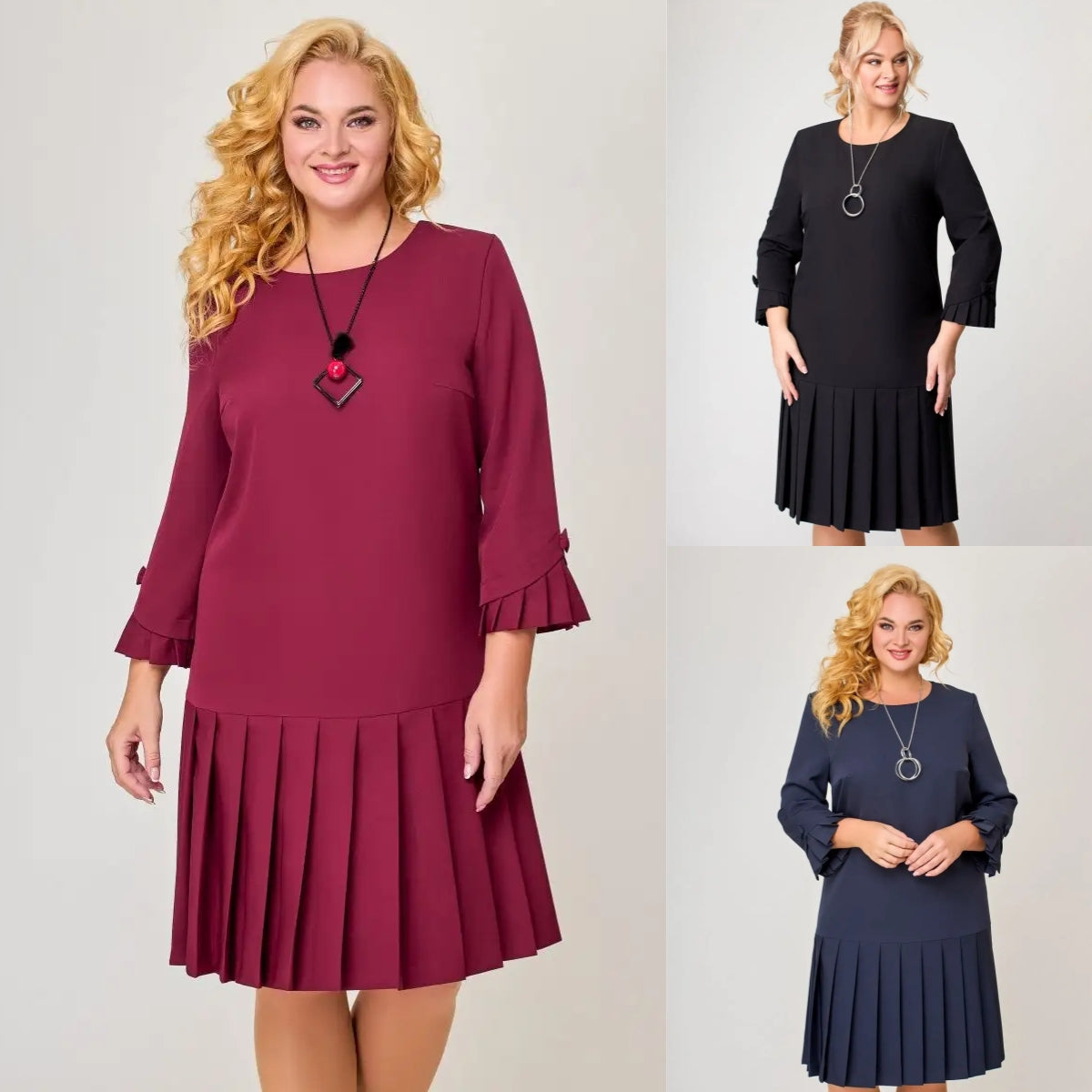 💌👗【S-5XL】👗 Nowa gorąca wyprzedaż wysokiej jakości, jednokolorowa, elegancka sukienka
