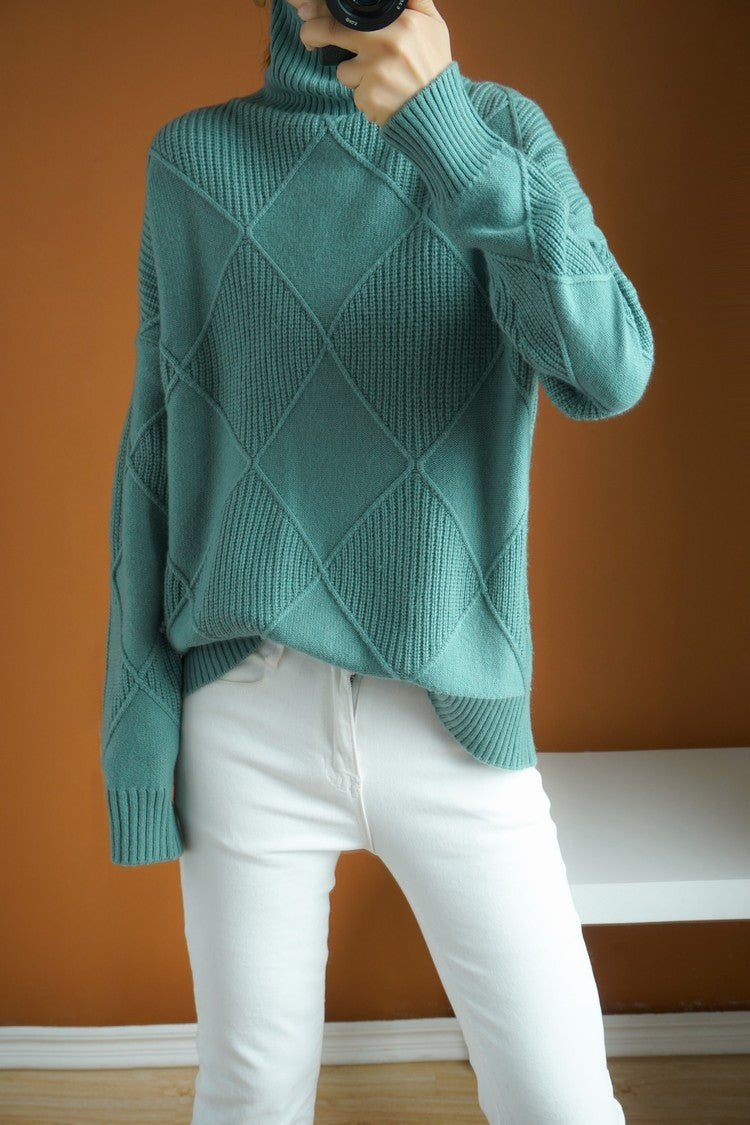 🔥💟 【49% OFF】【S-2XL】 2024 nowy damski luźny kaszmirowy sweter z golfem na jesień i zimę 2024-3823091