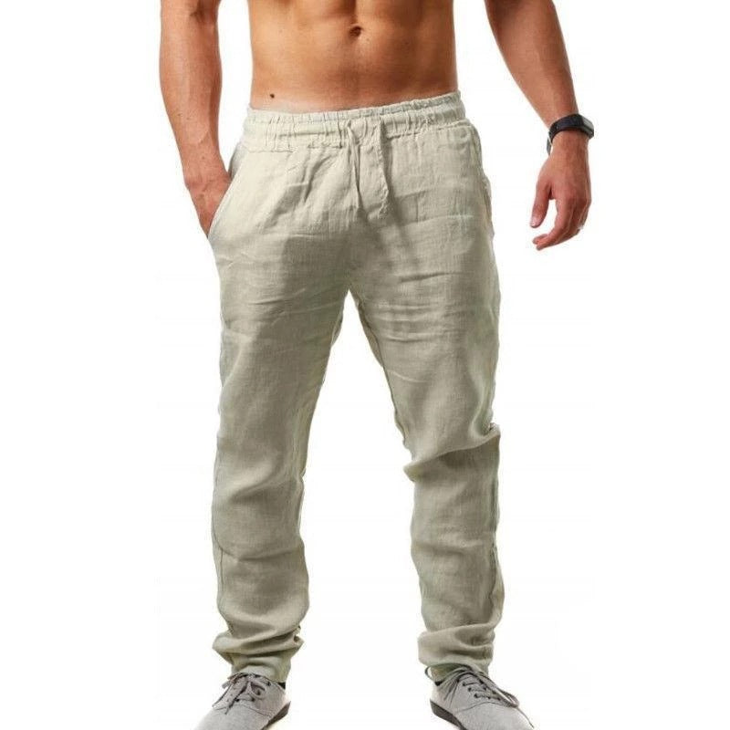 👖 50% de descuento💥【40-120 kg】Pantalones deportivos casuales de algodón y lino para hombre, tallas grandes, corte holgado ✅️Pago contra entrega
