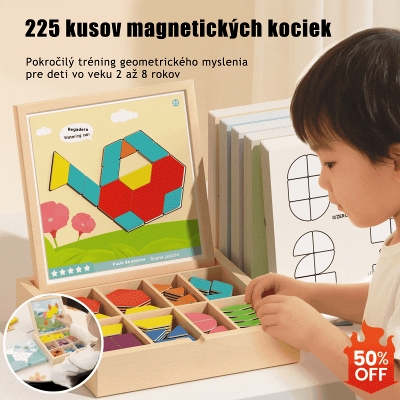 Dobírka👶🌈🧩【225 dílků】🔥Magnetické dřevěné puzzle, dětská vzdělávací hračka, která stimuluje myšlení.