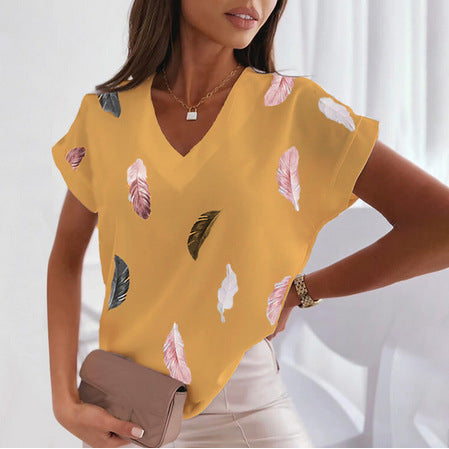 🎉🌈【Ograniczona ilość】🔥✨【S-6XL】2025 Lato Nowy Prosty Wygodny Miękki Damski T-shirt z nadrukiem 3D Piór