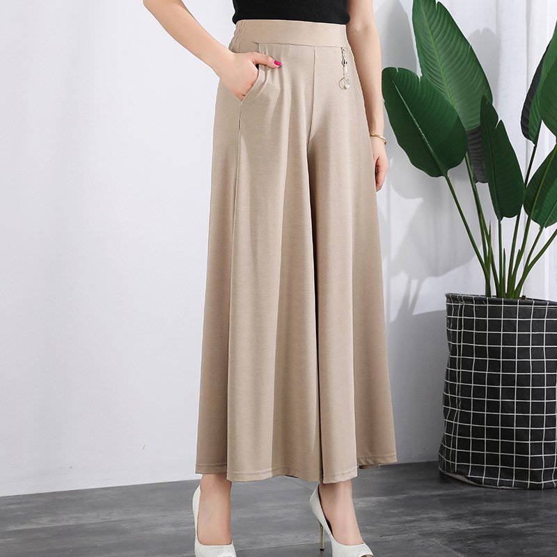 ❤️【M-5XL】❤️2025 nowy styl damskie letnie cienkie szerokie nogawki lodowy jedwab dziewięciopunktowe szerokie nogawki spodnie, lodowy jedwab oddychający, swobodny i luźny