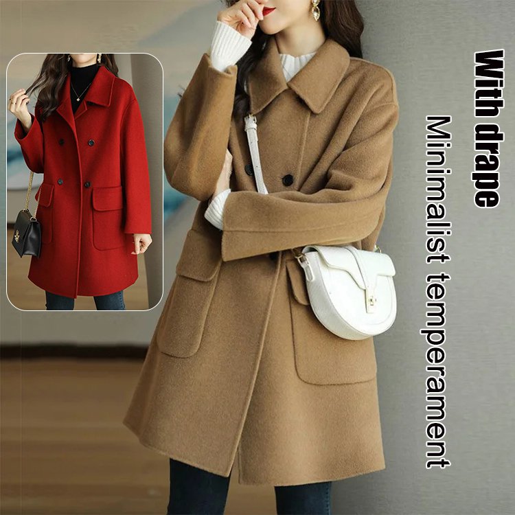 ✨🍂【Jesienna nowość🔥】【M-2XL】Nowy, modny i uniwersalny dwustronny płaszcz z kaszmiru i wełny