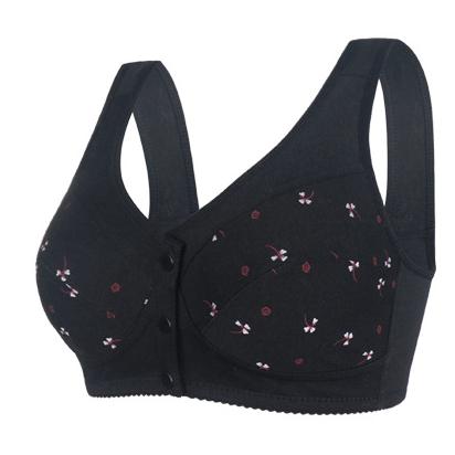 【4 piezas】Sujetador elegante de algodón puro con cierre frontal para mujeres de mediana edad
