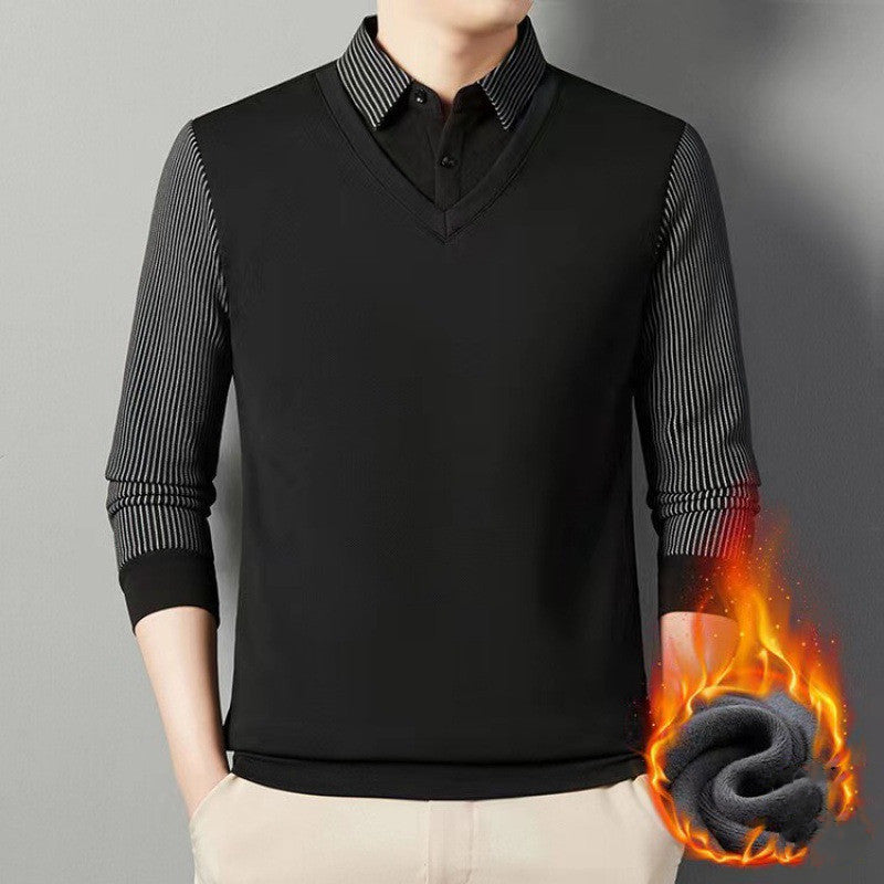 👔🔥【50% zniżki】🔥Męski dwuczęściowy sweter ze sztucznej szenili z aksamitem i pogrubieniem zapewniającym ciepło