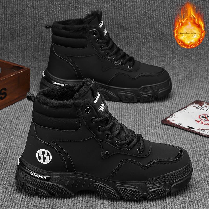 🔥🎉 【39-44】2024 nowa zimowa moda męska wszechstronne i modne aksamitne buty Martin z grubą podeszwą-3815329