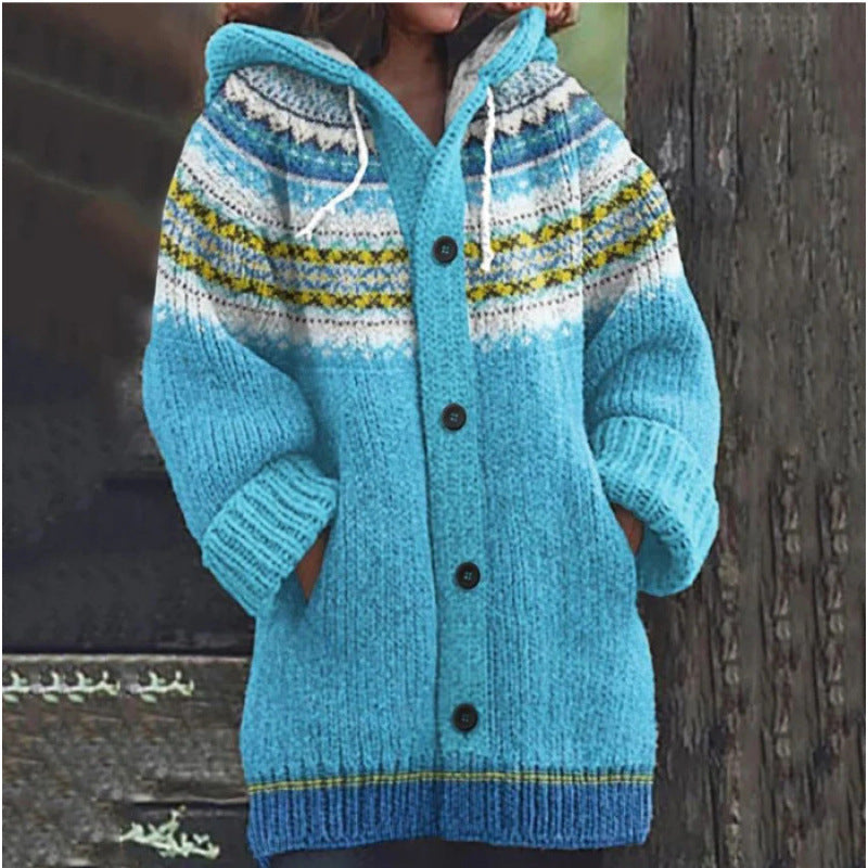 🔥✨【50% отстъпка🎉】【S-5XL】Ново есенно/зимно елегантно цветно ретро яке с качулка