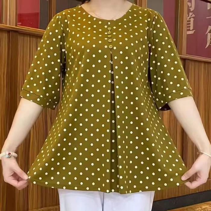 ✨【promocja czasowa】💞【L-5XL】nowa koszula w kropki na wiosnę-lato 2025-3923623