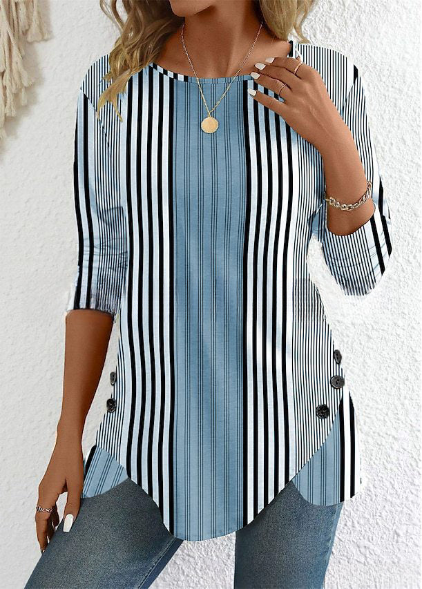 ✨🔥【Obmedzené množstvo】【S-5XL】Nová jarná móda 2026, ležérna potlačená pruhovaná dámska košeľa