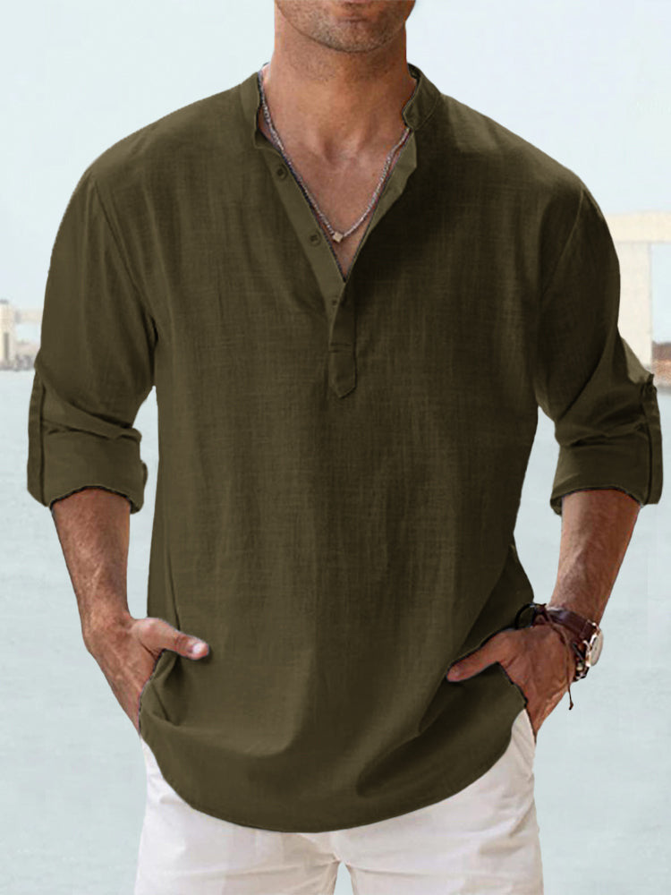 👕🌴👕【Kup 1 dostań 1 za darmo】【S-5XL】Męska koszula z długim rękawem wykonana z bawełny i lnu.