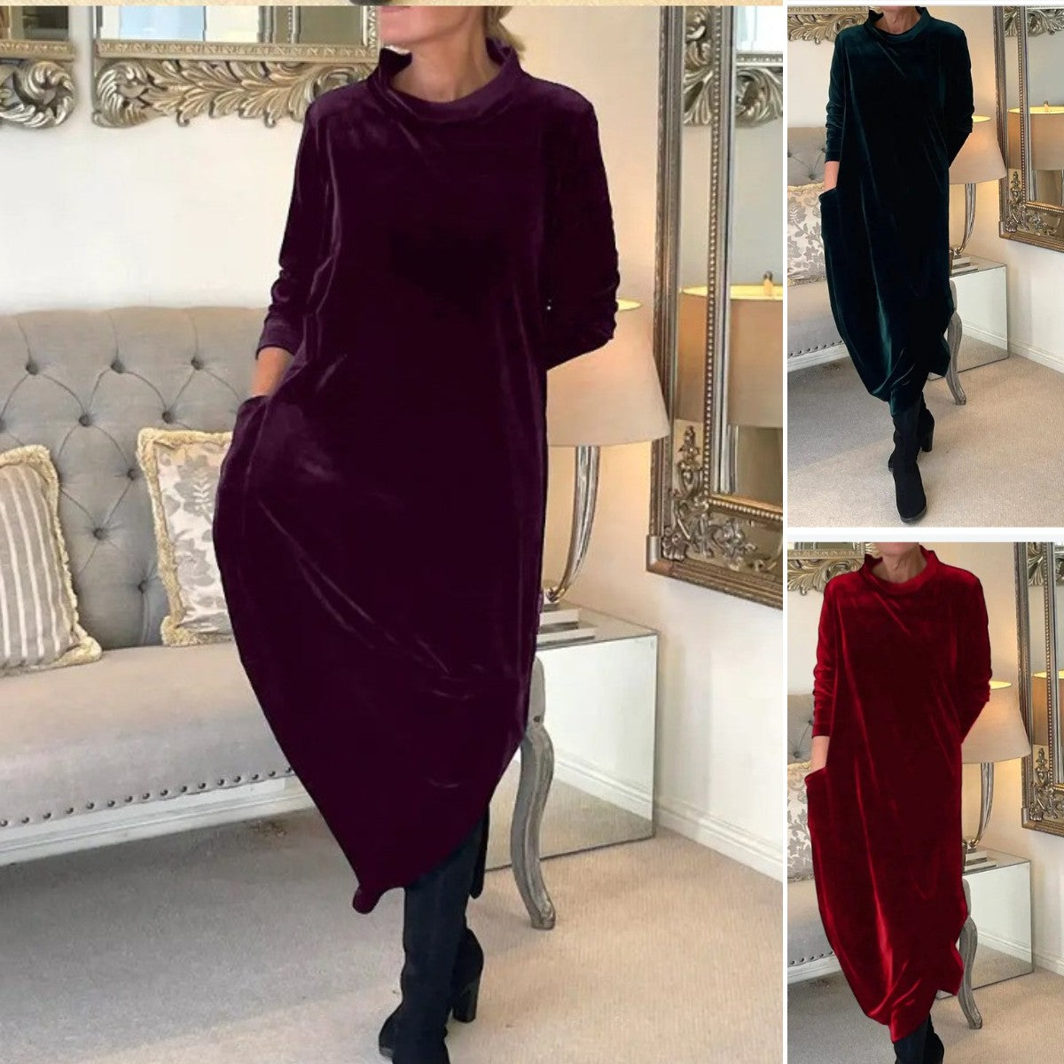 ✨🌷【S-5XL】🔥⛄2025 zima nowa wysokiej jakości aksamitna elegancka sukienka vintage