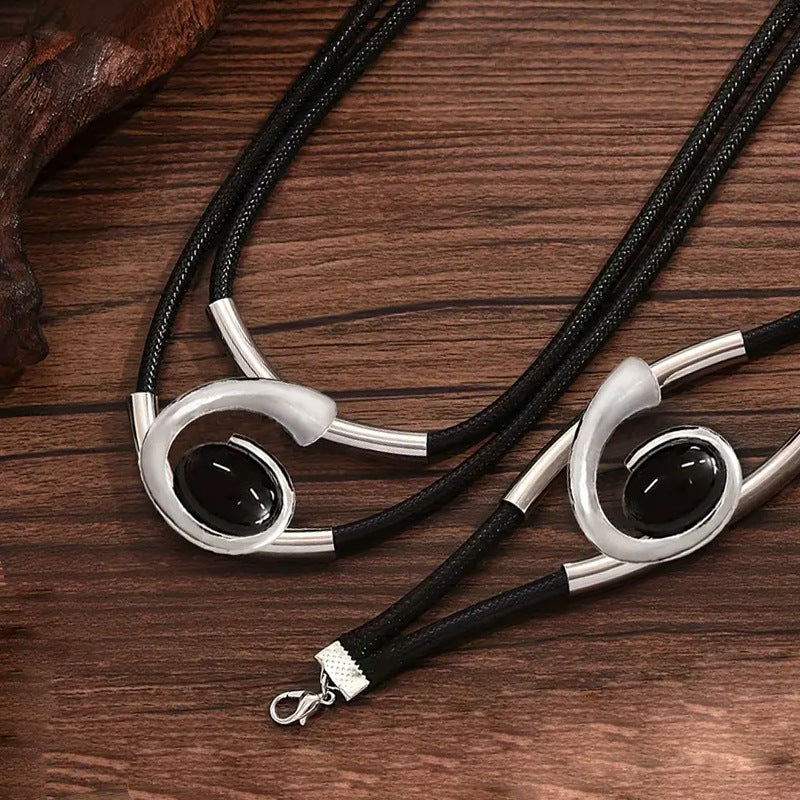 ✨Nowość, gorąca wyprzedaż🔥【Kup jeden, a drugi dostaniesz gratis】Zestaw naszyjnika i bransoletki w stylu boho z kamieniami szlachetnymi.wysoka jakość, modny i trendy