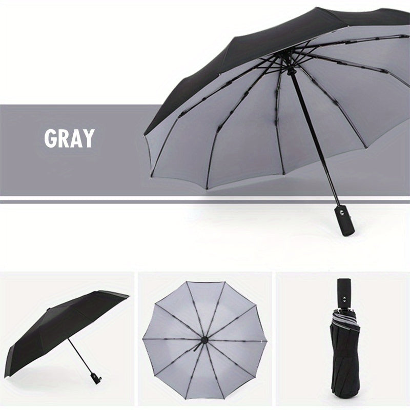 ☔ Dwuwarstwowy parasol automatyczny, wzmocniony, wiatroszczelny, nadający się do użytku zarówno podczas deszczowej, jak i słonecznej pogody.-3876439