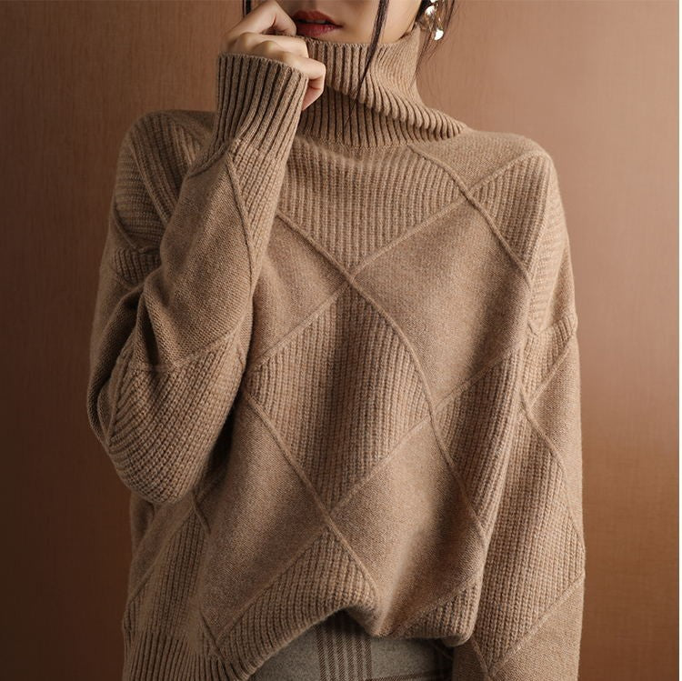 🔥💟 【49% OFF】【S-2XL】 2024 nowy damski luźny kaszmirowy sweter z golfem na jesień i zimę 2024-3823091