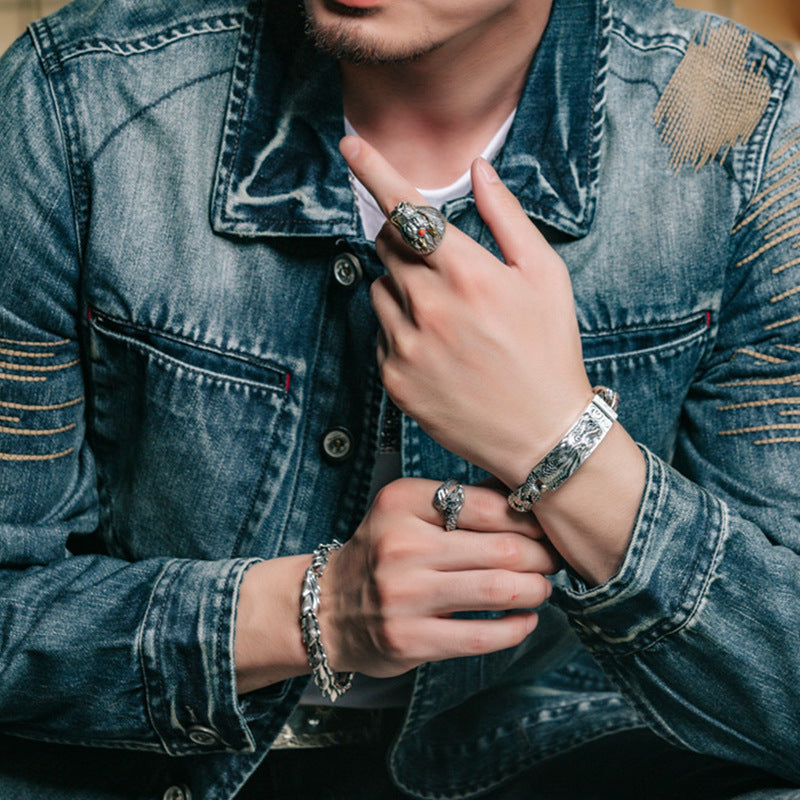 🐉✨【Pago contra entrega】Pulsera de personalidad dominante para hombre, pulsera de dragón retro.