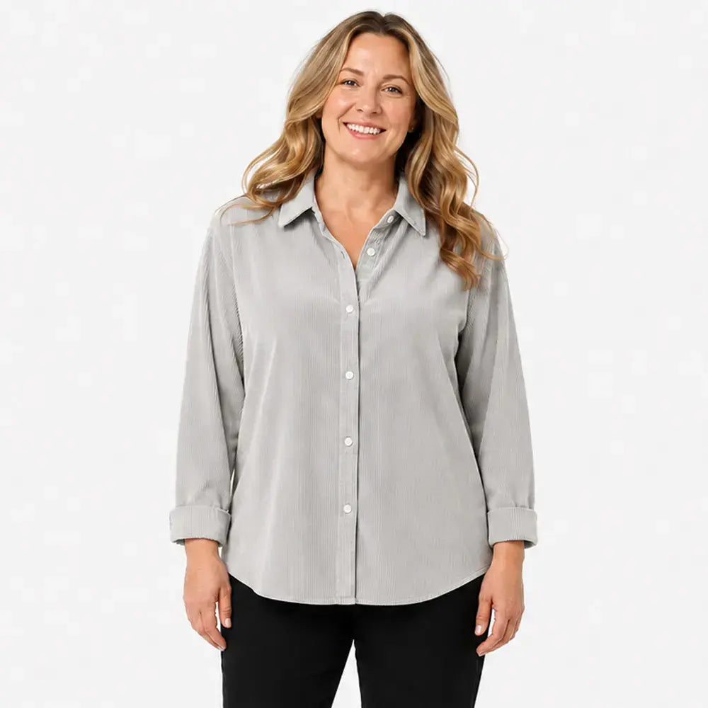 👚Ženska korduro košulja širokog kroja – jednobojna, dugi rukavi – mekana, ležerna bluza za jesen i zimu