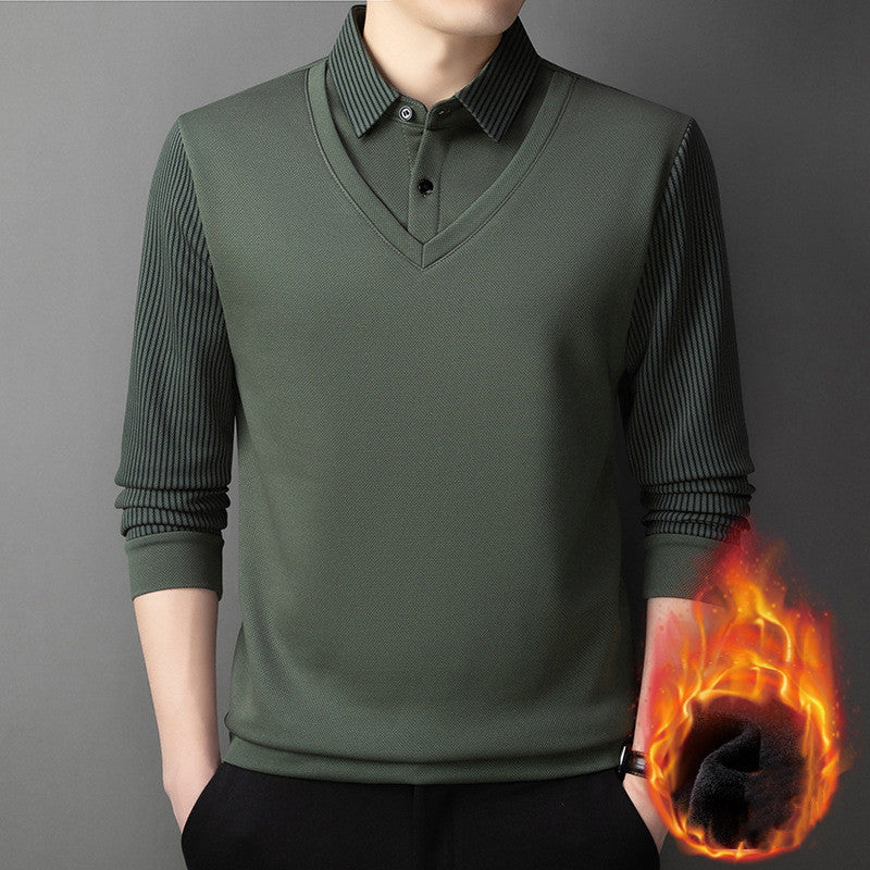 👔🔥【50% zniżki】🔥Męski dwuczęściowy sweter ze sztucznej szenili z aksamitem i pogrubieniem zapewniającym ciepło